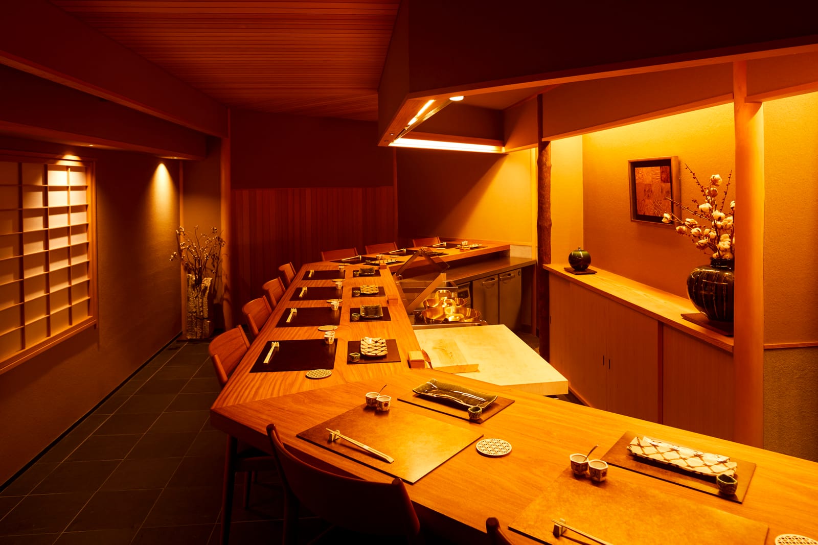 天富羅 拾幸 店内カウンター